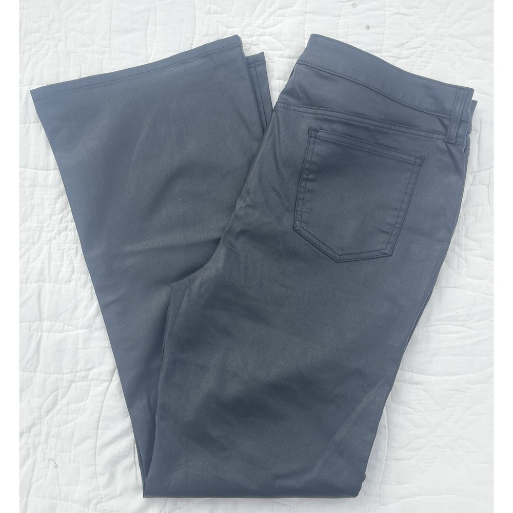 Chico's So Slimming Girlfriend Flare Pants Black Coated Size 16 High Rise Grunge